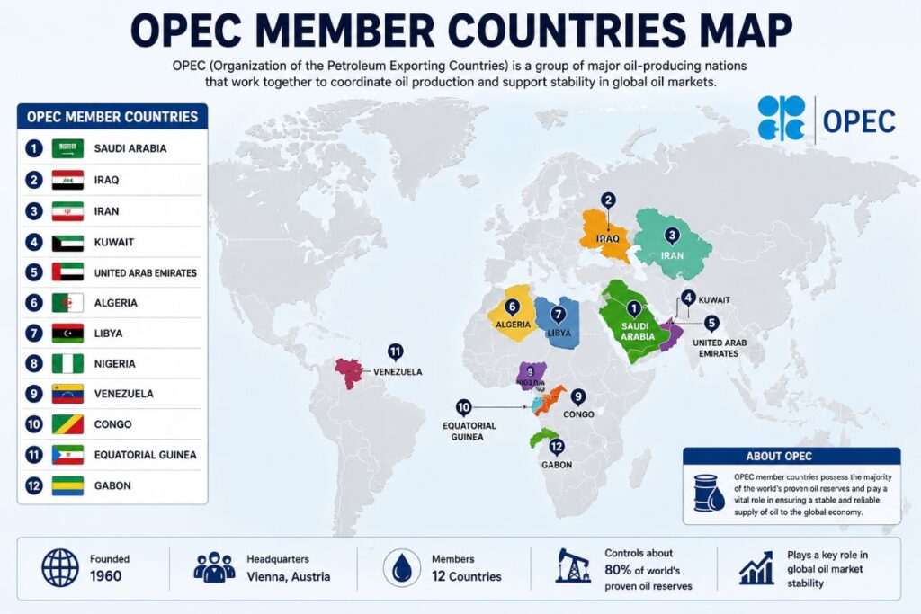 OPEC member countries map