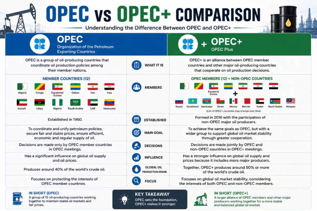 OPEC vs OPEC+ comparison