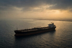 Crude oil tanker at anchor in the Arabian Gulf off the UAE coast