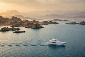 Private yacht sailing in the Red Sea near Yemeni coastal islands