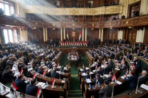 Egyptian House of Representatives chamber in Cairo during the October 2026 parliamentary session on military support for Saudi Arabia