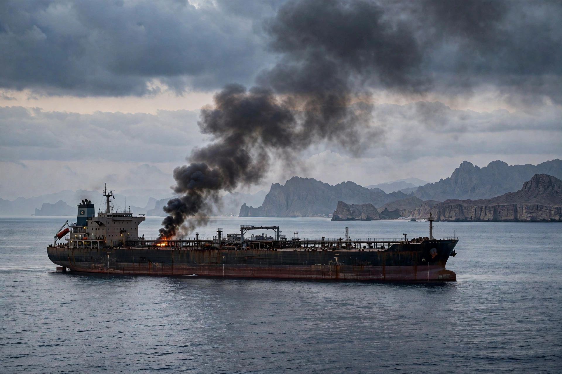 Oil tanker damaged by projectile strike near the Strait of Hormuz off Oman