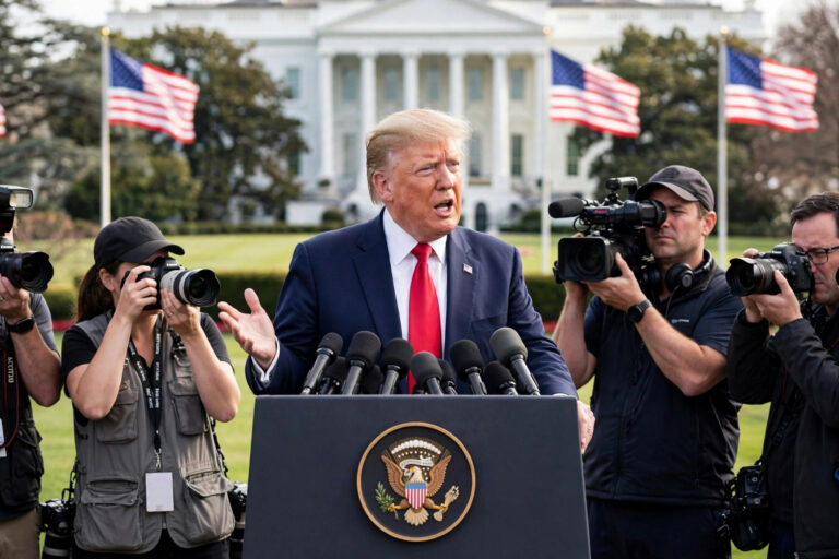 US President Donald Trump speaking to reporters at the White House, October 2026