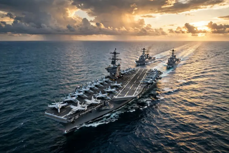 USS Theodore Roosevelt aircraft carrier strike group sailing in the Arabian Sea